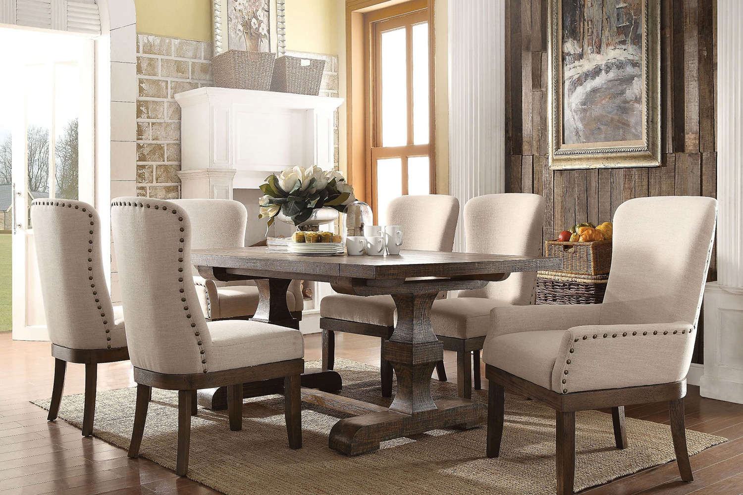 ACME Landon Side Chair Set of 2 - Beige Linen