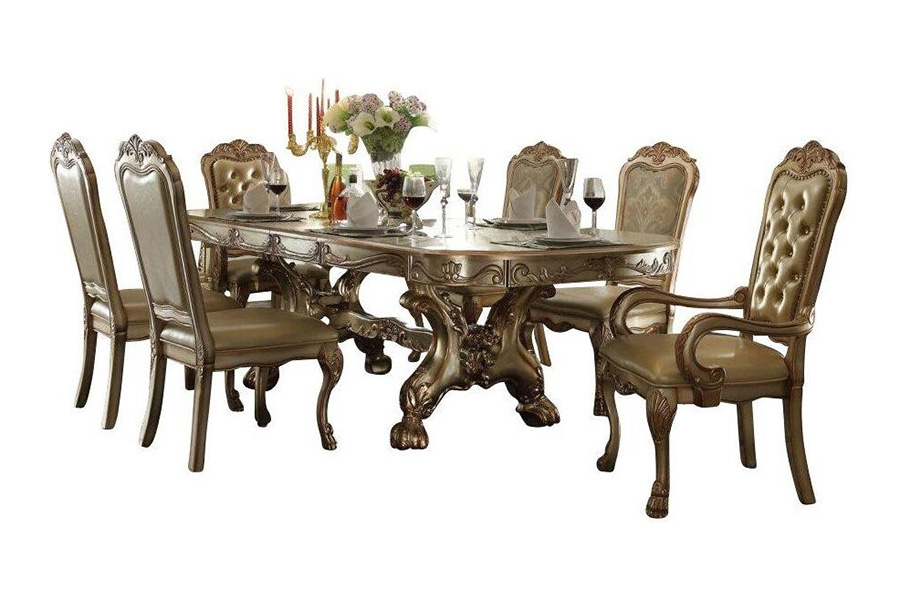 Acme™ Dresden 7 Piece Pedestal Dining Table Set Gold Patina 63150t63151st6315363154 1045