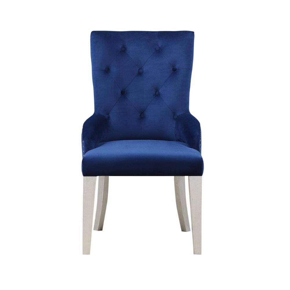 ACME - Varian Side Chair in Blue Antique Platinum