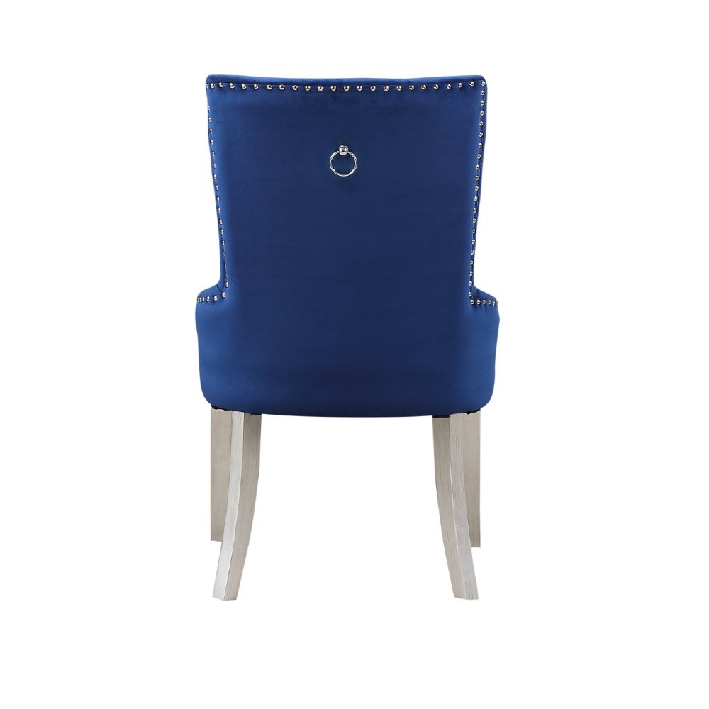 ACME - Varian Side Chair in Blue Antique Platinum