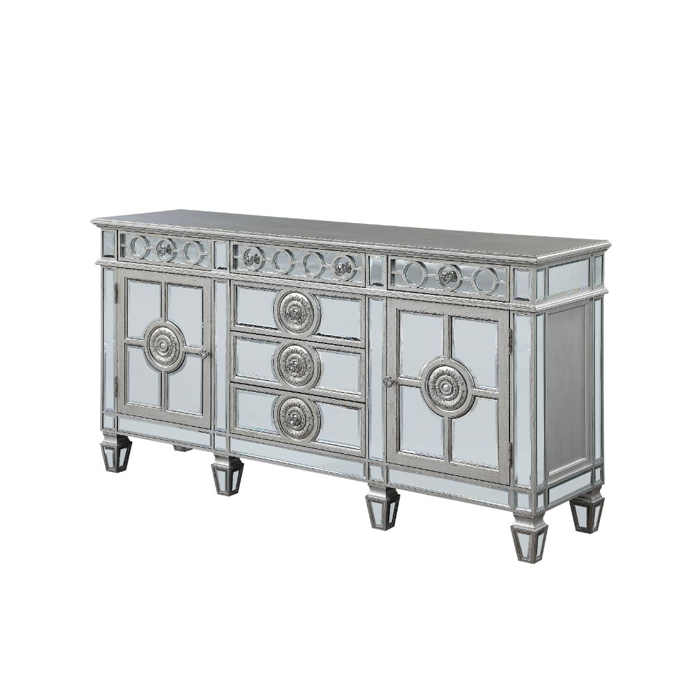 ACME - Varian Server in Mirrored/Antique Platinum (66164)