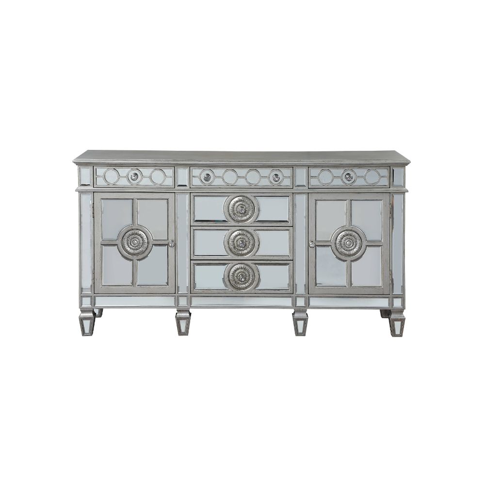 ACME - Varian Server in Mirrored/Antique Platinum (66164)