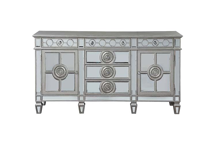 ACME - Varian Server in Mirrored/Antique Platinum (66164)