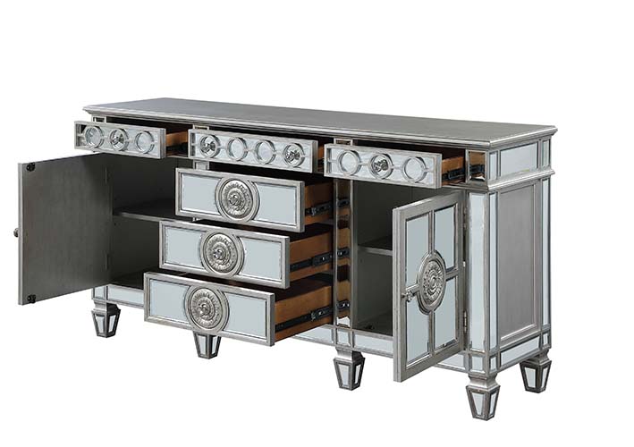 ACME - Varian Server in Mirrored/Antique Platinum (66164)