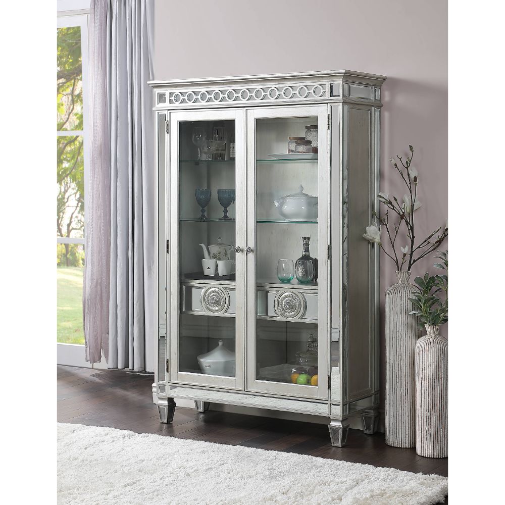 ACME - Varian Curio in Mirrored/Antique Platinum