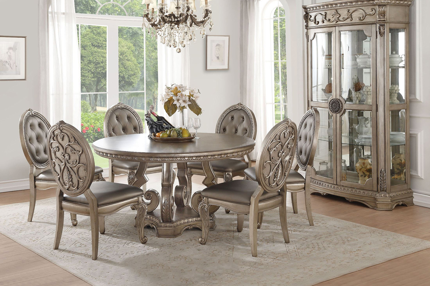 ACME - Northville Dining Table in Antique Silver (66915)