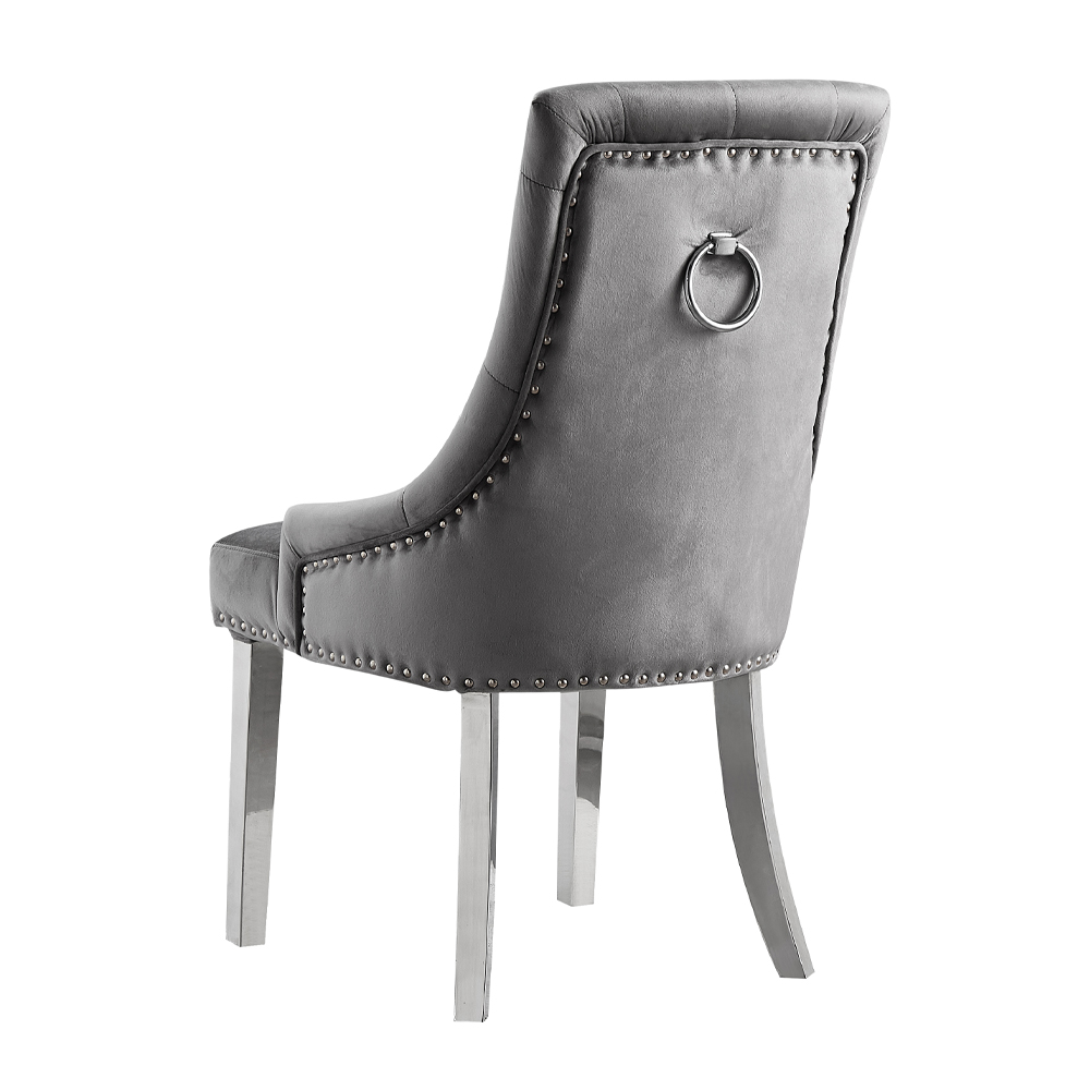 ACME - Satinka Side Chair (Set of 2) in Gray Mirrored Silver