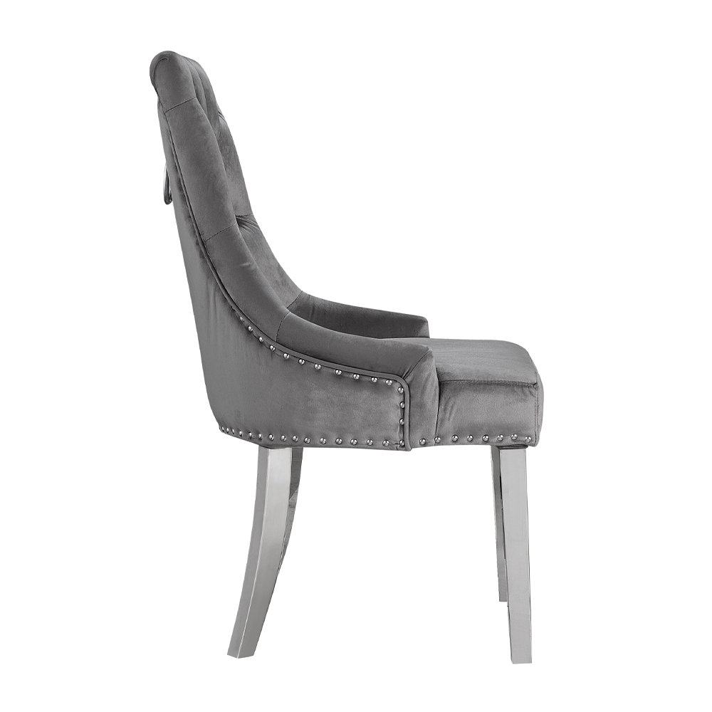 ACME - Satinka Side Chair (Set of 2) in Gray Mirrored Silver