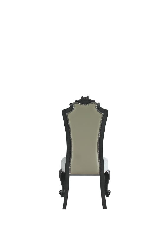 ACME - House Delphine Side Chair (Set of 2) in Two Tone Ivory Beige/Charcoal