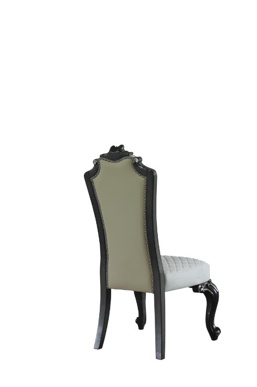 ACME - House Delphine Side Chair (Set of 2) in Two Tone Ivory Beige/Charcoal