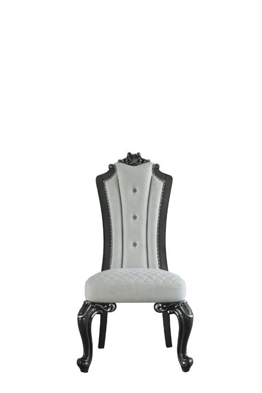 ACME - House Delphine Side Chair (Set of 2) in Two Tone Ivory Beige/Charcoal