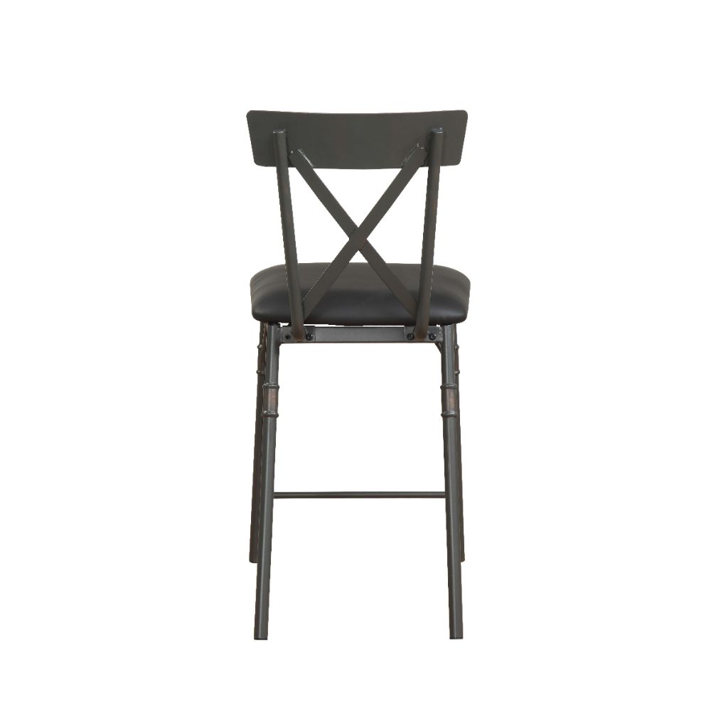 ACME - Itzel Counter Height Chair (2Pc) in Black PU/Sandy Gray