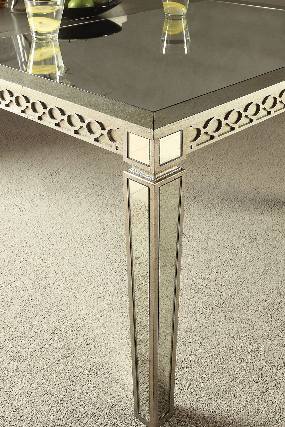 ACME - Kacela Dining Table in Mirrored/Champagne