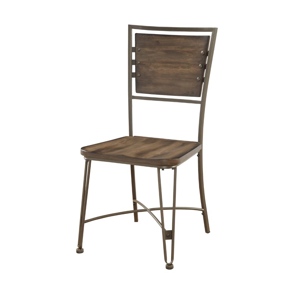 ACME - Jodoc Side Chair (2Pc) in Walnut/Gunmetal