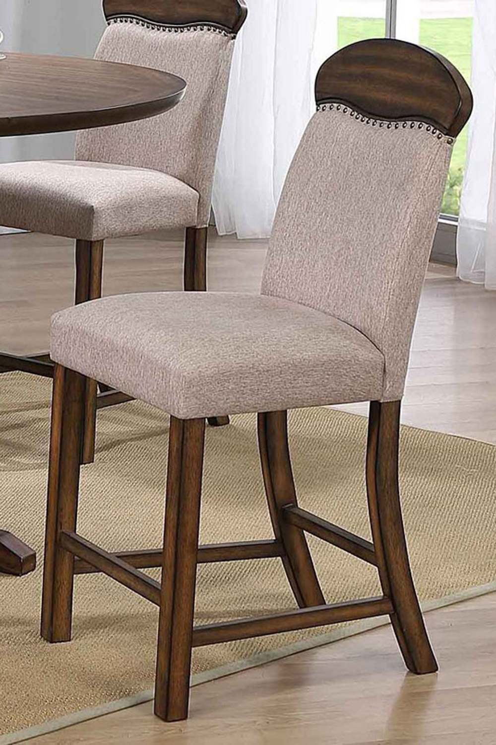 ACME - Maurice Counter Height Chair (Set-2) in Linen/Oak