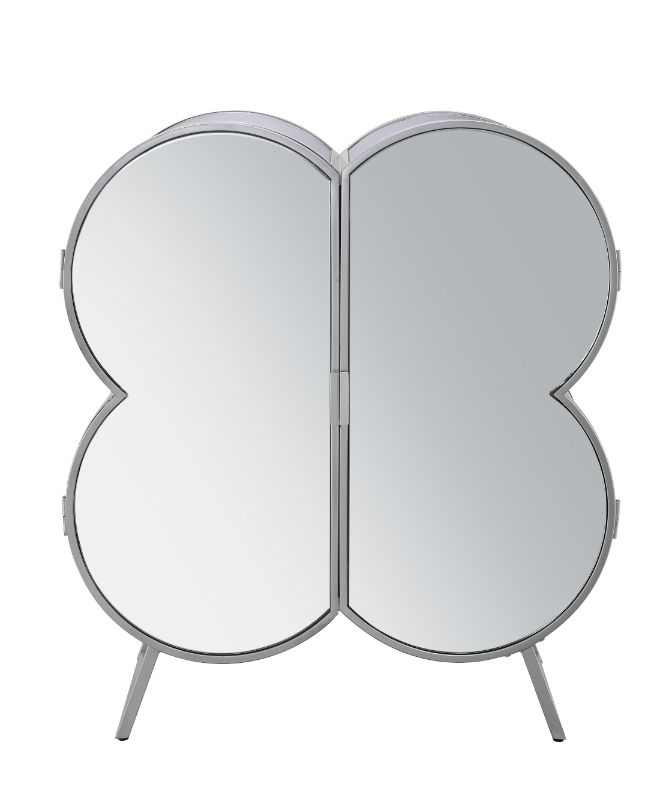 ACME - Clover Cabinet in Silver/Champagne