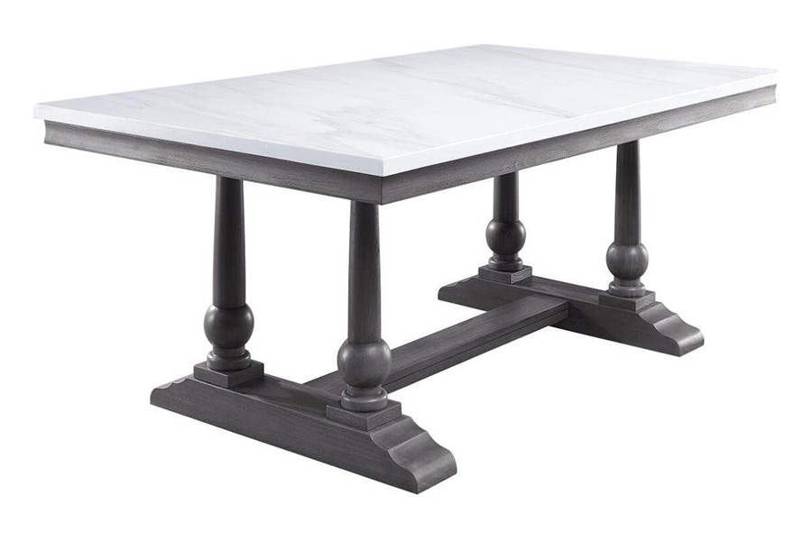 ACME - Yabeina Dining Table in Marble Top Top/Gray Oak