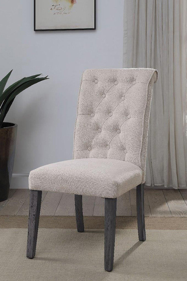 ACME - Yabeina Side Chair (Set-2) in Beige/Gray