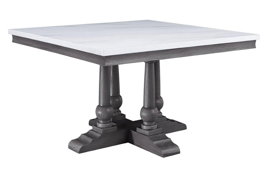 ACME - Yabeina Square Dining Table in Marble Top Top/Gray Oak