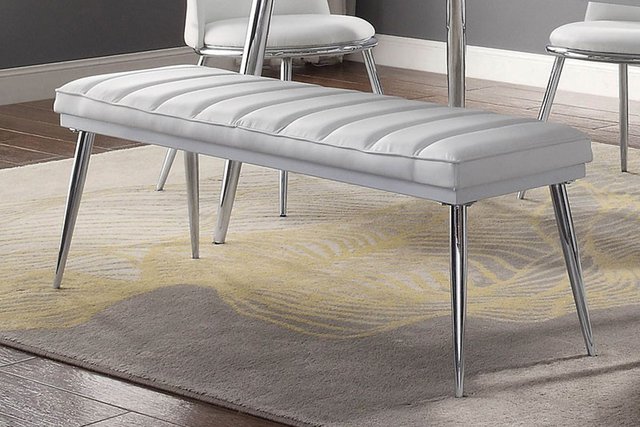 ACME - Weizor Bench in White/Chrome