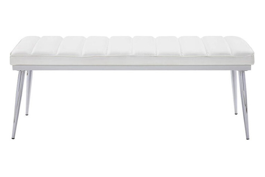 ACME - Weizor Bench in White/Chrome