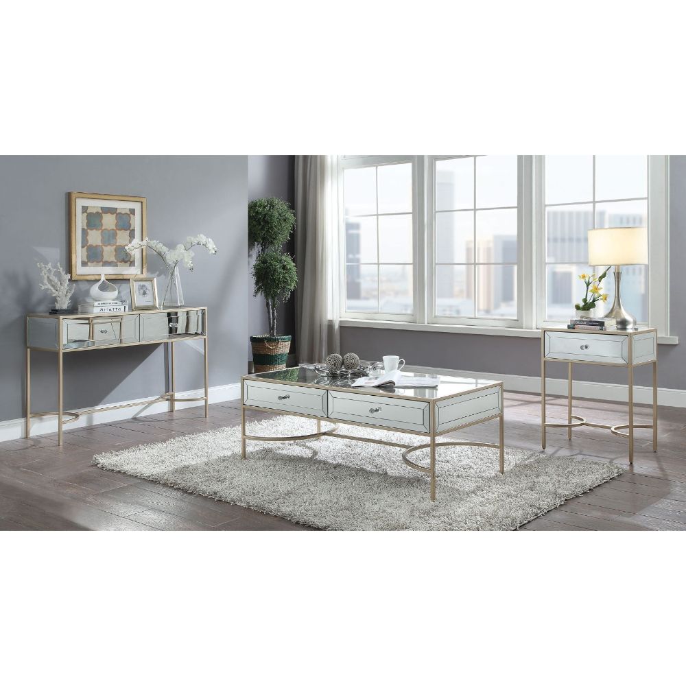 ACME - Wisteria Coffee Table in Mirrored/Rose Gold