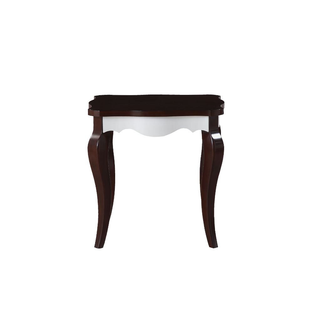 ACME - Mathias End Table in White/Walnut