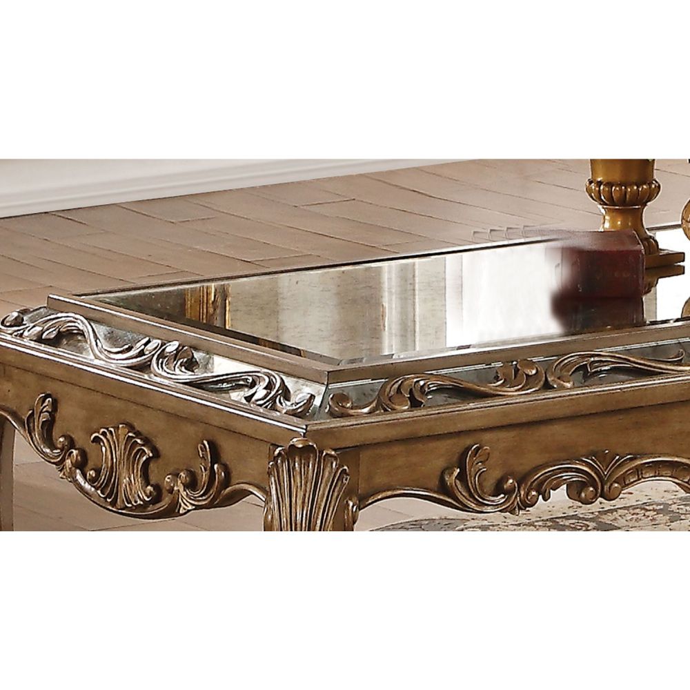 ACME - Orianne Coffee Table in Mirrored/Antique Gold