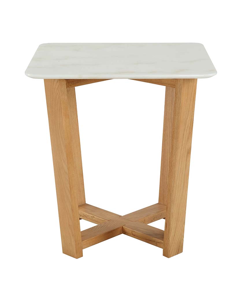 ACME - Tartan Accent Table in Marble Top/Natural