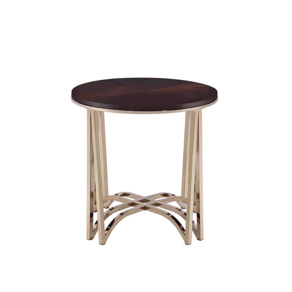 ACME - Novus End Table in Walnut/Champagne