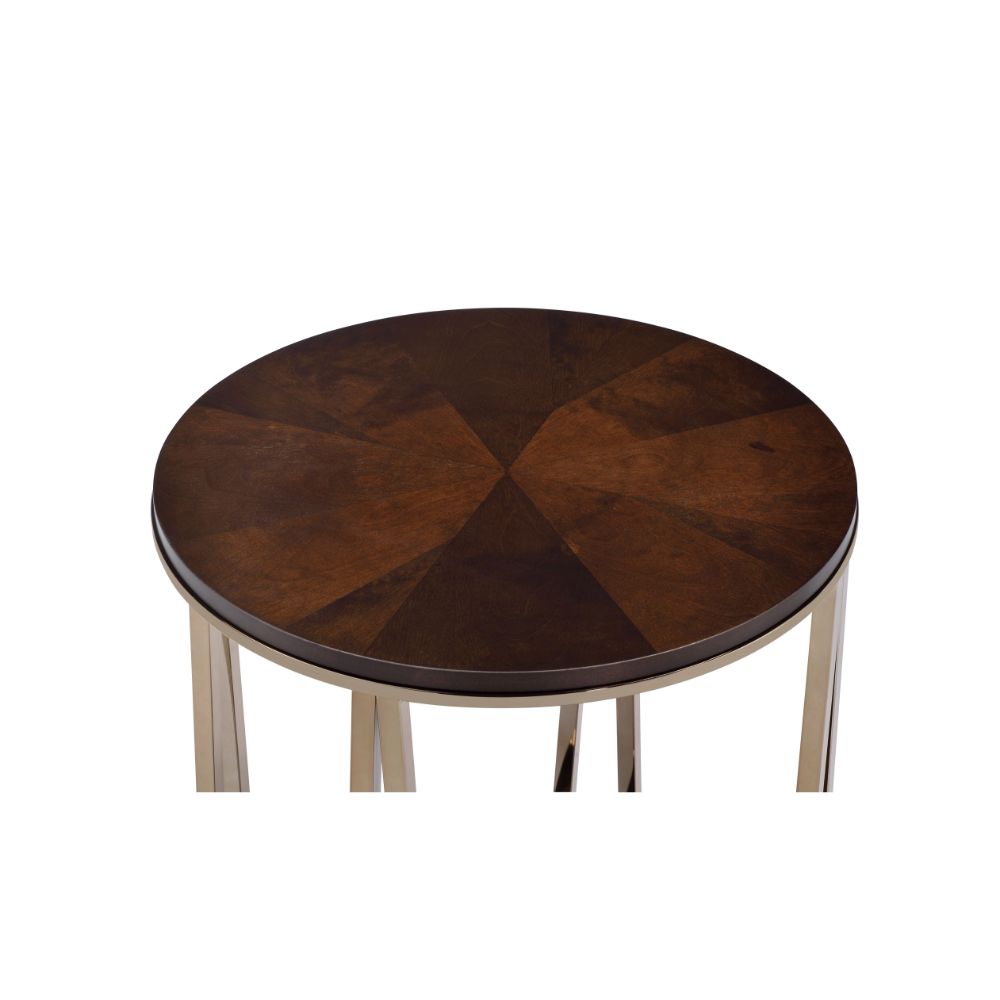 ACME - Novus End Table in Walnut/Champagne