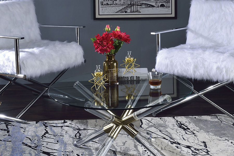 ACME - Kalani Coffee Table in Clear/Gold