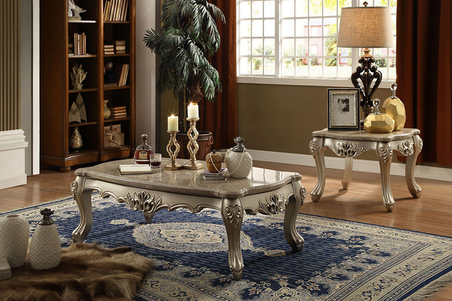 ACME - Ranita Coffee Table in Marble Top/Champagne