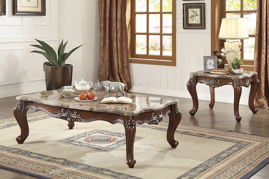 ACME - Shalisa Coffee Table in Marble Top/Walnut