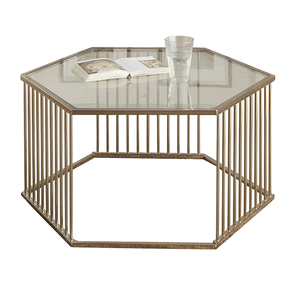 ACME - Oaklie Coffee Table in Clear Glass/Champagne