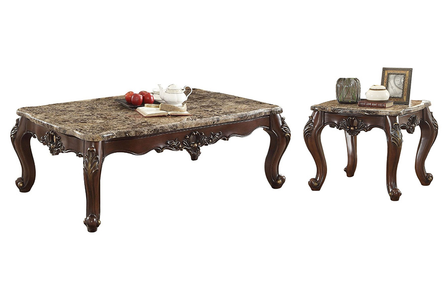 ACME - Devayne Coffee Table in Marble Top/Dark Walnut