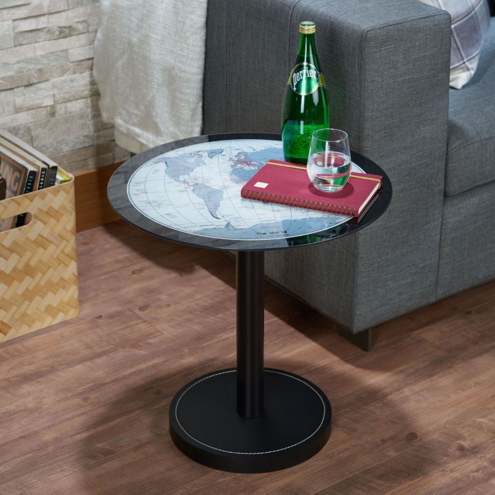 ACME - Boli End Table in Black/Map Glass