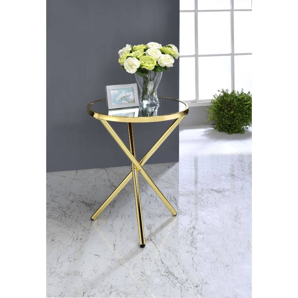 ACME Lajita Accent Table - Glass/Gold