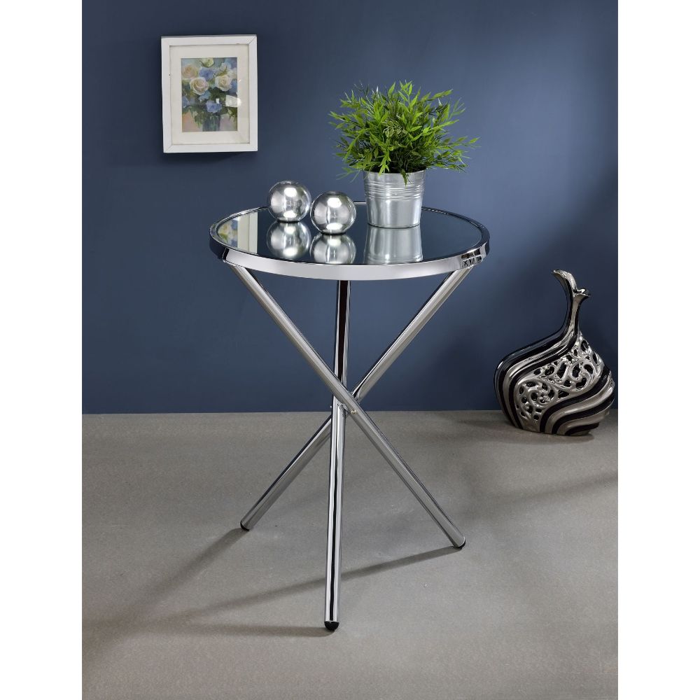 ACME Lajita Accent Table - Chrome/Mirror