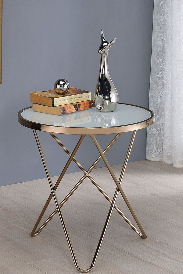 ACME - Valora Frosted Glass End Table