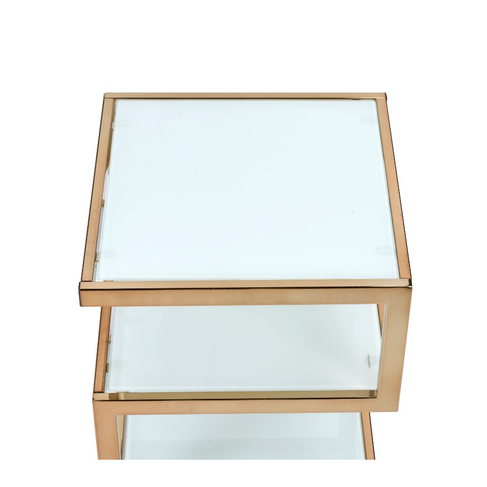 ACME Alyea End Table - Frosted Glass/Rose Gold