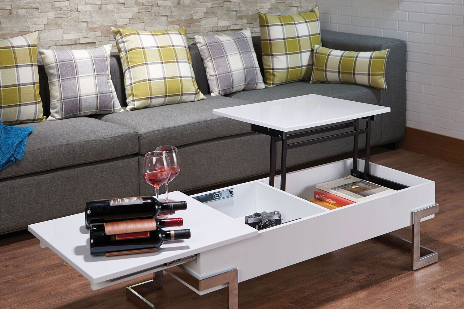 ACME - Calnan and Chrome Lift Top Coffee Table