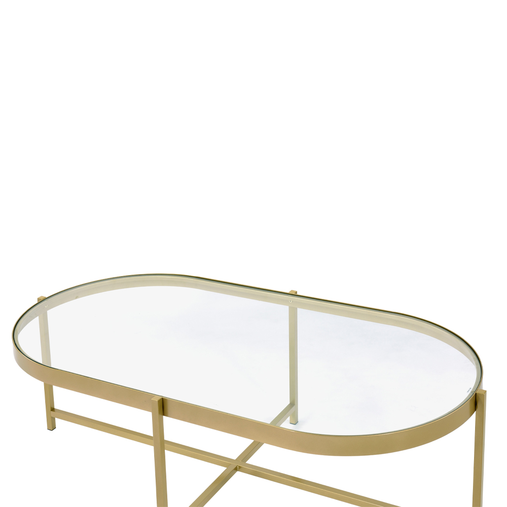 ACME - Charrot Coffee Table in Clear Glass Top/Gold