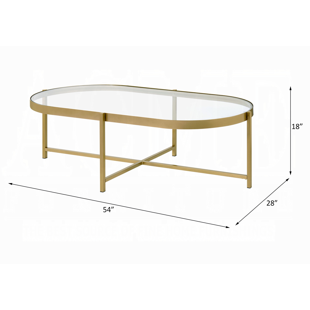 ACME - Charrot Coffee Table in Clear Glass Top/Gold