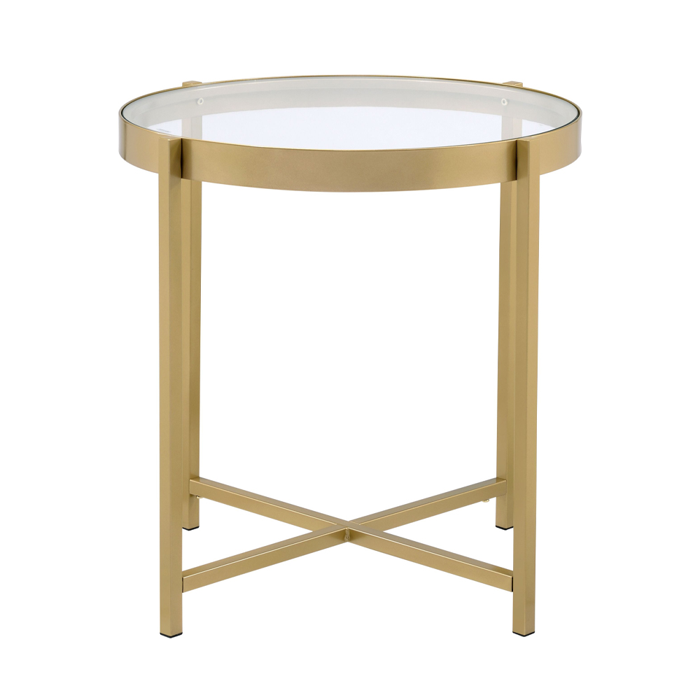 ACME - Charrot End Table in Clear Glass Top/Gold