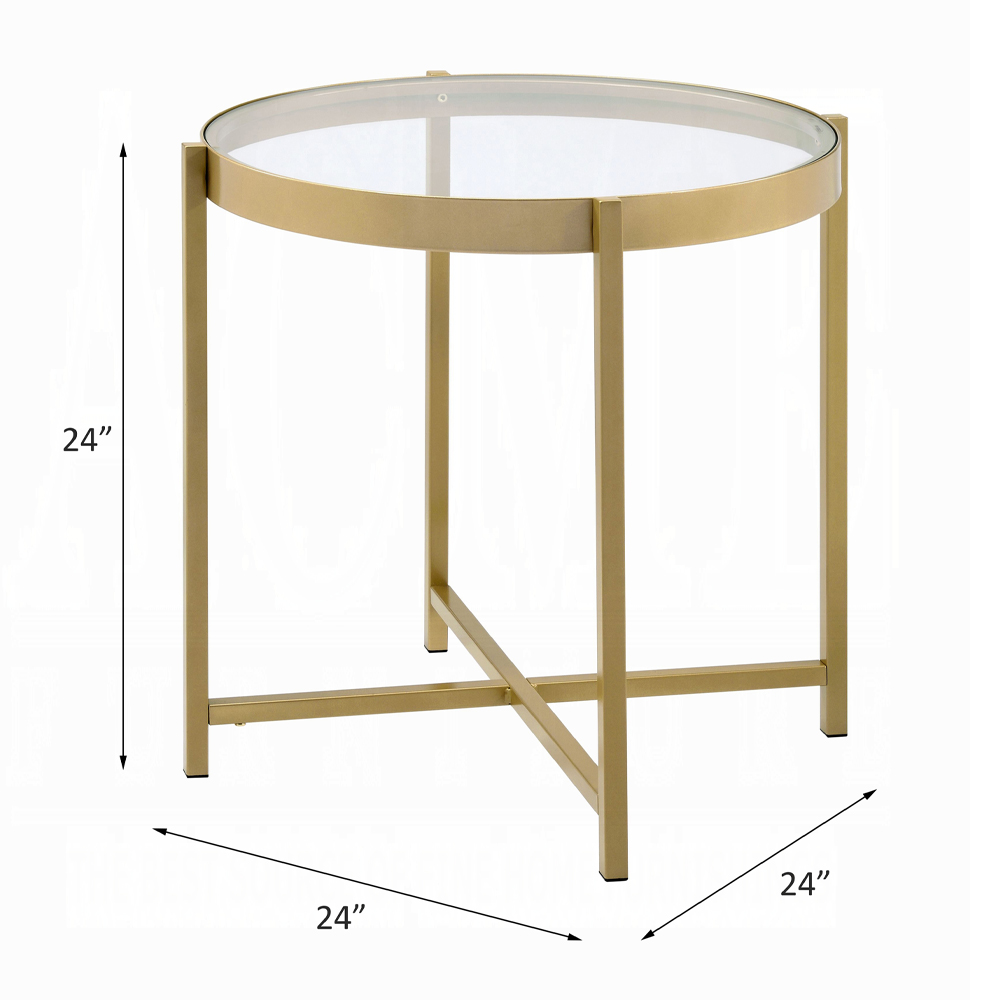 ACME - Charrot End Table in Clear Glass Top/Gold