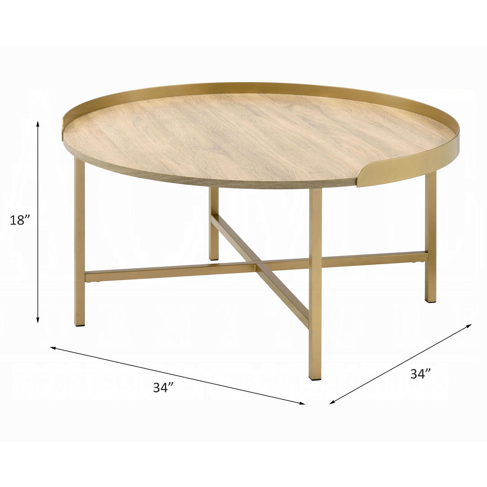 ACME - Mithea Coffee Table in Oak/Gold