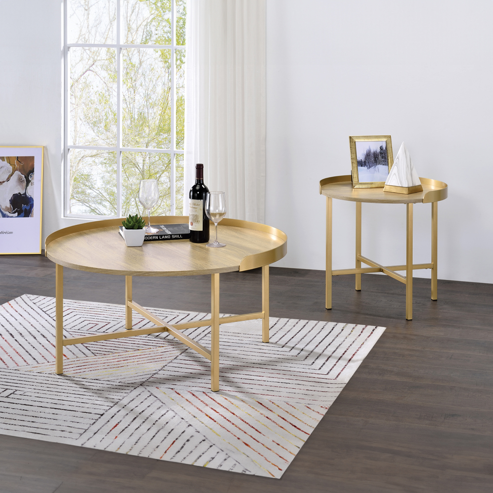 ACME - Mithea Coffee Table in Oak/Gold