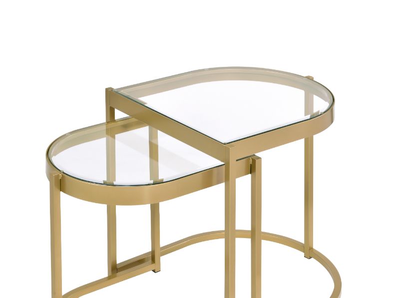 ACME - Timbul Nesting Table Set in Clear Glass/Gold