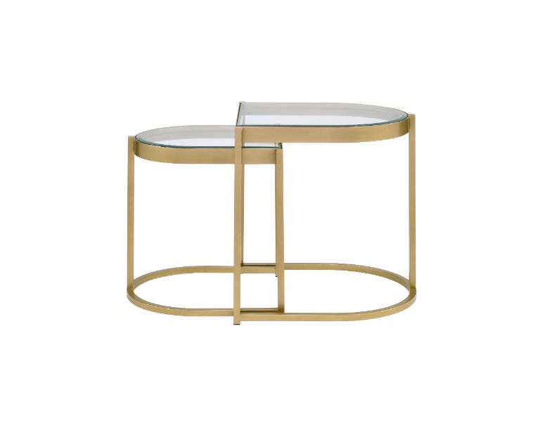 ACME - Timbul Nesting Table Set in Clear Glass/Gold